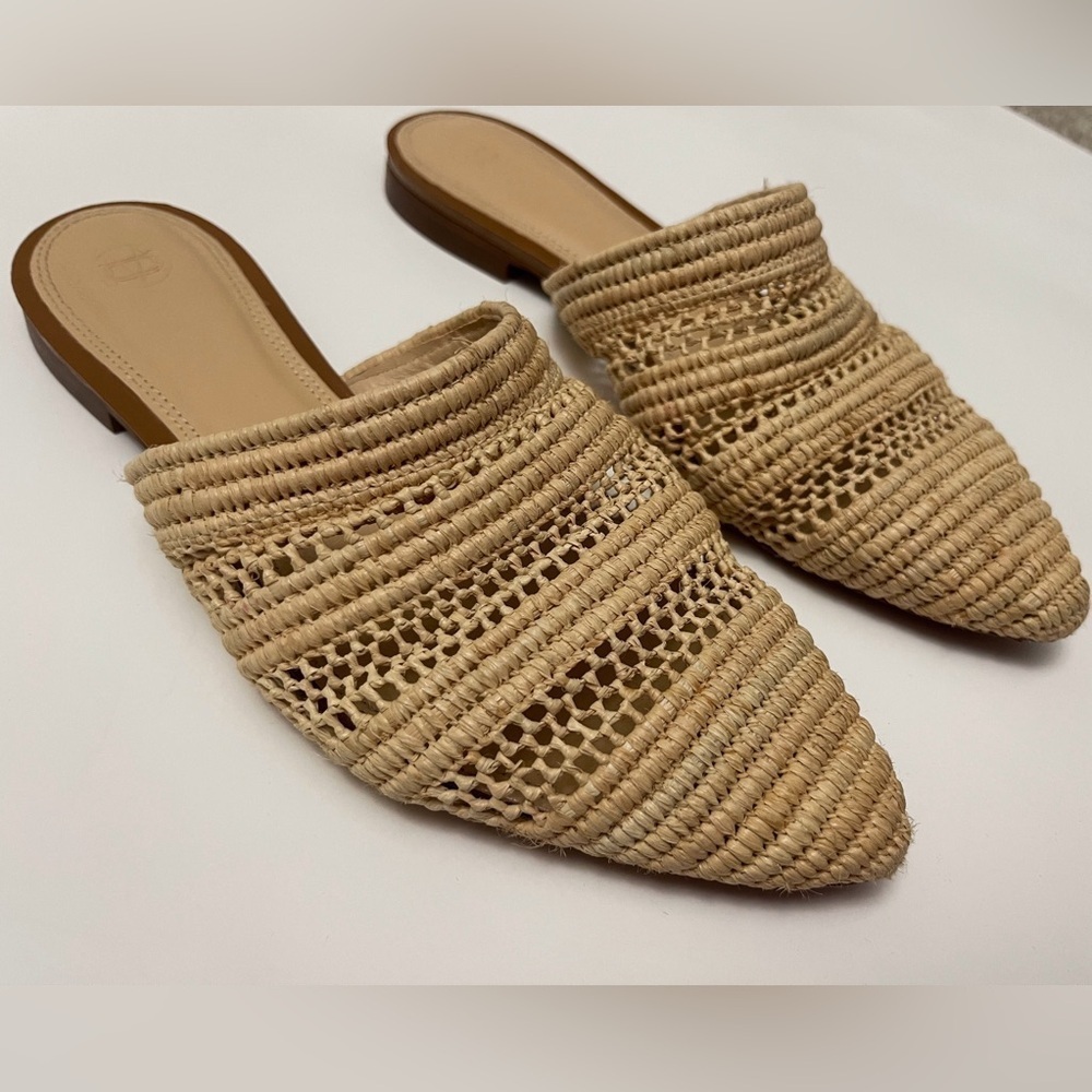 Massimo Dutti Raffia Woven Mules Boho Chic Casual Minimalist Vacation